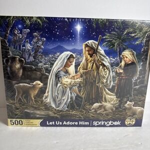 New Sealed Springbok Let Us Adore Him 500 Piece‎ Puzzle 18" x 23.5"